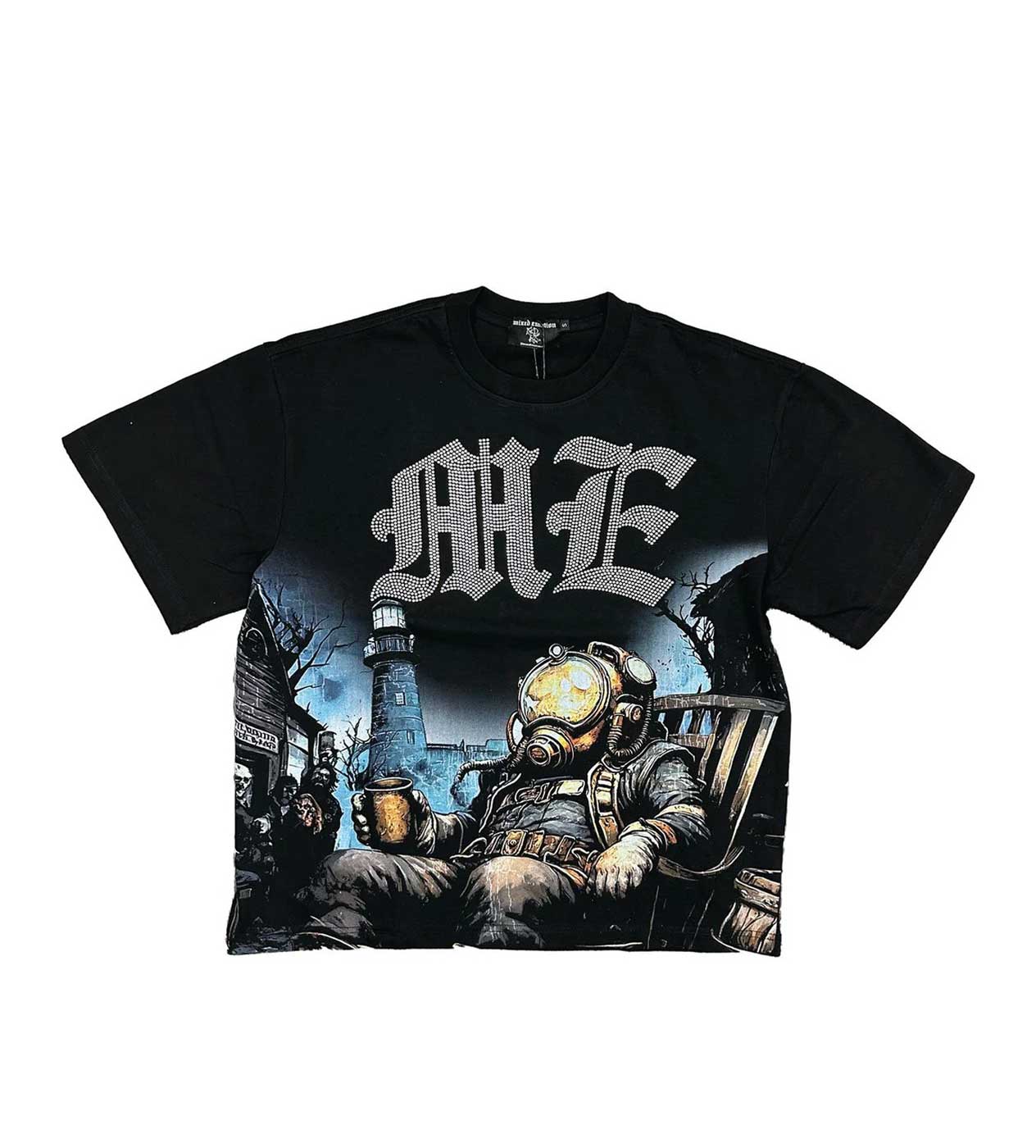 Mixed Emotions Astronaut Rhinestone Tee Black