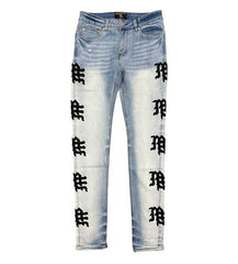 Mixed Emotions Monogram Denim Light Blue Wash (Blue/Black)